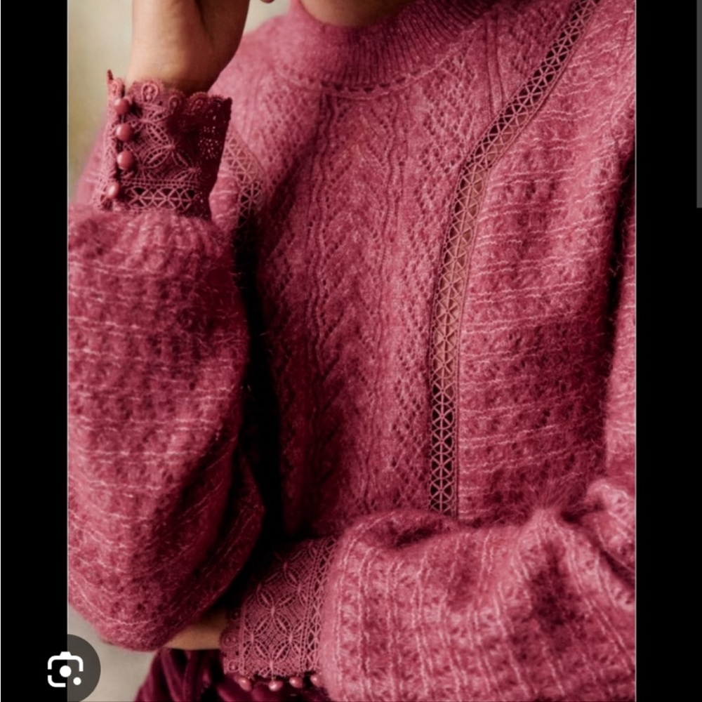 Sezane MEDIUM Cheryl mohair wool jumper sweater in Rosewood - Picture 3 of 10